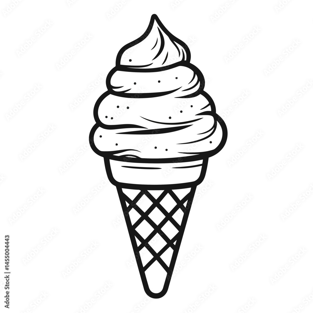 Poster minimalist ice cream cone icon designed with a single line style suitable for modern graphics and br