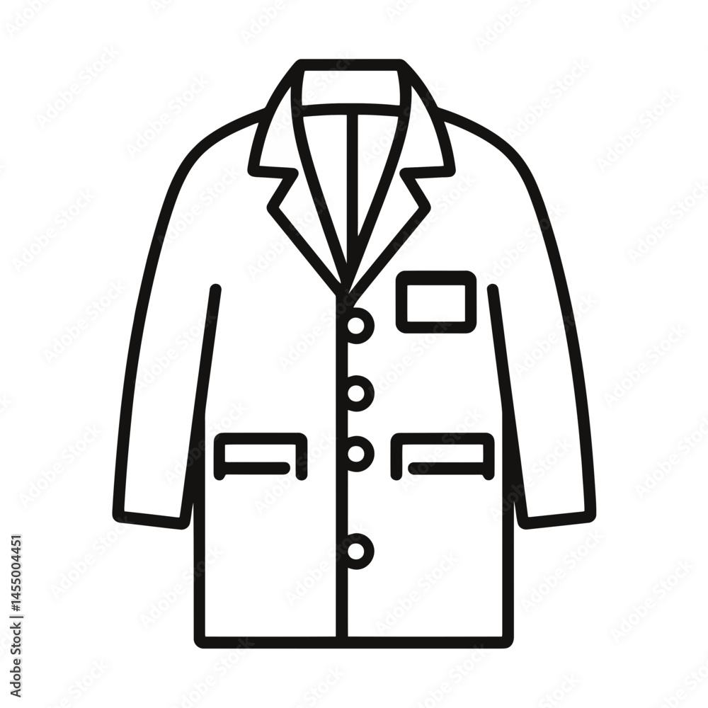 Aufkleber minimalist lab coat icon designed in a tech-inspired line art style for modern applications
