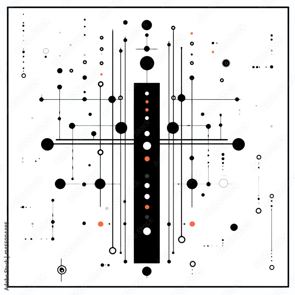 Poster minimalist ph scale icon designed with tech-inspired line art showcasing a unique blend of circles a