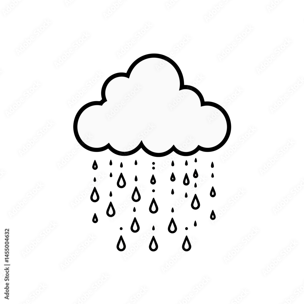 Poster sleet icon featuring a minimalist design with simple line art representing precipitation in a clear 