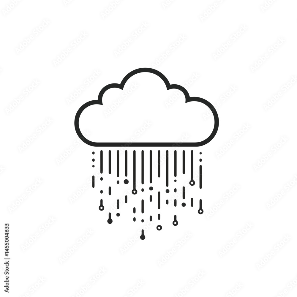 Poster minimalist sleet icon designed in a single continuous line showcasing winter weather conditions