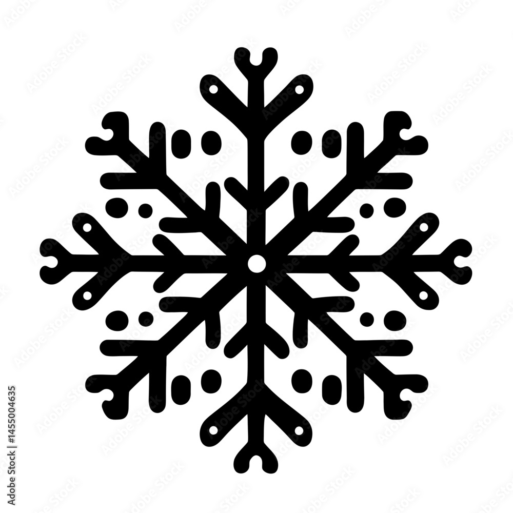 Poster minimalist snowflake icon designed with a single continuous line for modern and elegant aesthetics