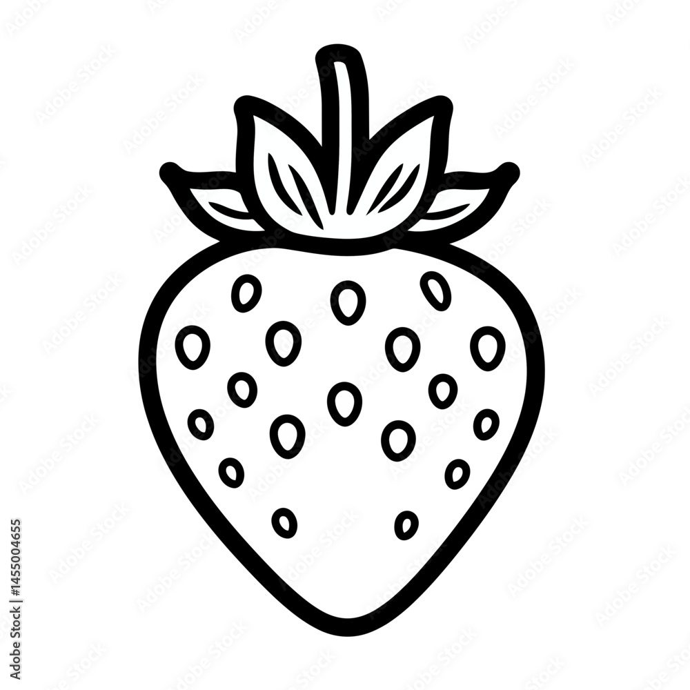 Poster minimalist single line strawberry icon designed for modern graphics and illustrations in 2d style