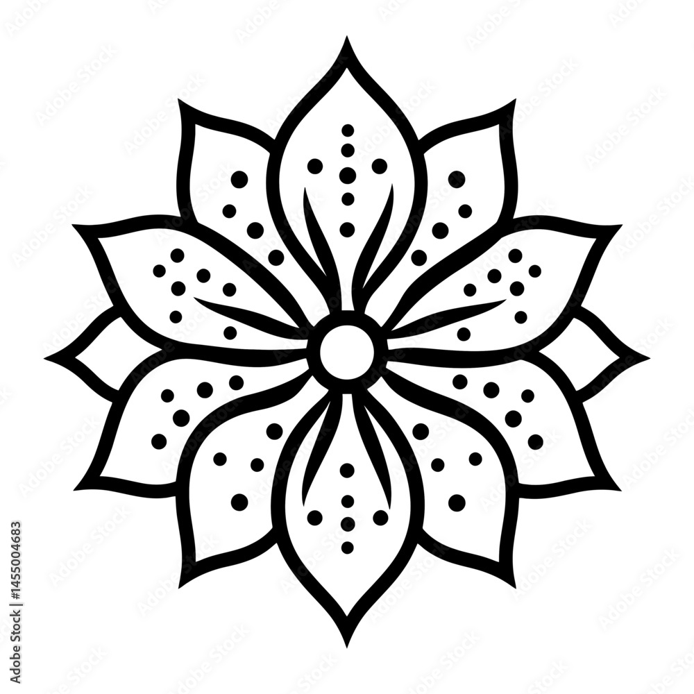 Poster minimalist turbine generator icon design featuring a stylized flower shape in two-dimensional format