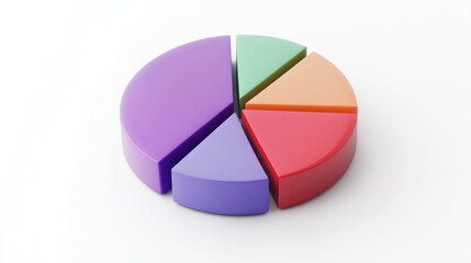 Obraz premium Colorful 3D pie chart data presentation
