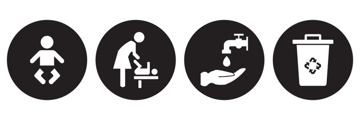 People line icon set. Family, couple, man, woman, wheelchair, stroller, baby, children, elderly person, pregnant outline signs. Editable stroke. Vector graphics 