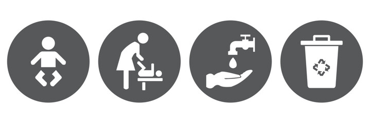 People line icon set. Family, couple, man, woman, wheelchair, stroller, baby, children, elderly person, pregnant outline signs. Editable stroke. Vector graphics 