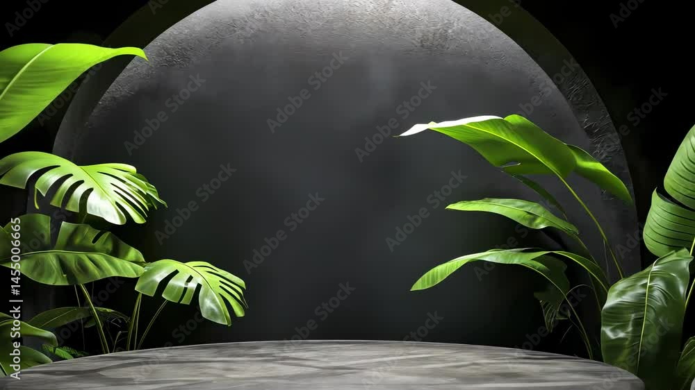 Poster serene plant display in a minimalist setting with archway