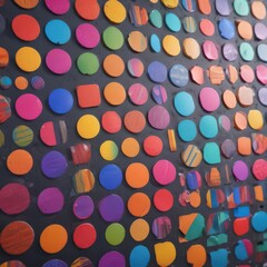 Colorful round & square stickers, textured surfaces, decal, element, geometric