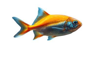 Vibrant Fish with Golden and Blue Scales Isolated on Black Background Ideal for Nature Wildli