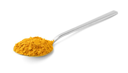 Superfood supplement. Turmeric powder isolated on white
