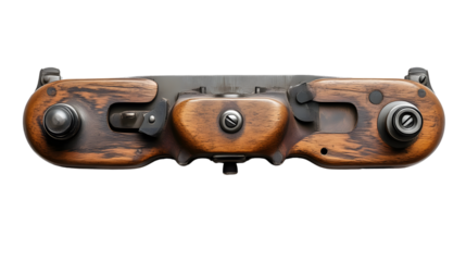 Vintageinspired Wooden Game Controller with Metal Accents and Retro Design