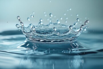 Close-up of a water droplet's splash and ripples.