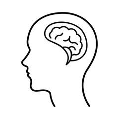 human head side profile brain outline vector art silhouette