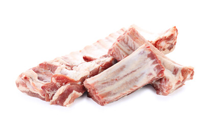 Fresh raw pork ribs isolated on white