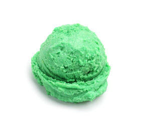One scoop of delicious ice cream on white background