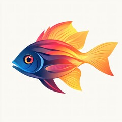 Colorful fish swimming gracefully in vibrant ocean waters with a radiant tail during a sunny day