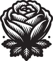 Logo of Black and White Rose Flower Design Art