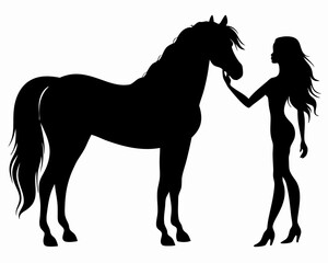 silhouette girl of a horse