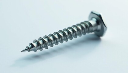 Close-up view of an orthopedic screw on white , detail, equipment