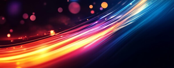 Abstract blurred light streaks on dark background banner with text ar 3815 raw