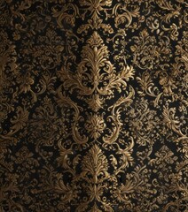 Intricate black & gold damask pattern, metallic accents, invitation background, texture