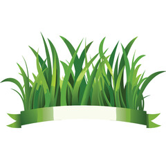 vector green grass with banner