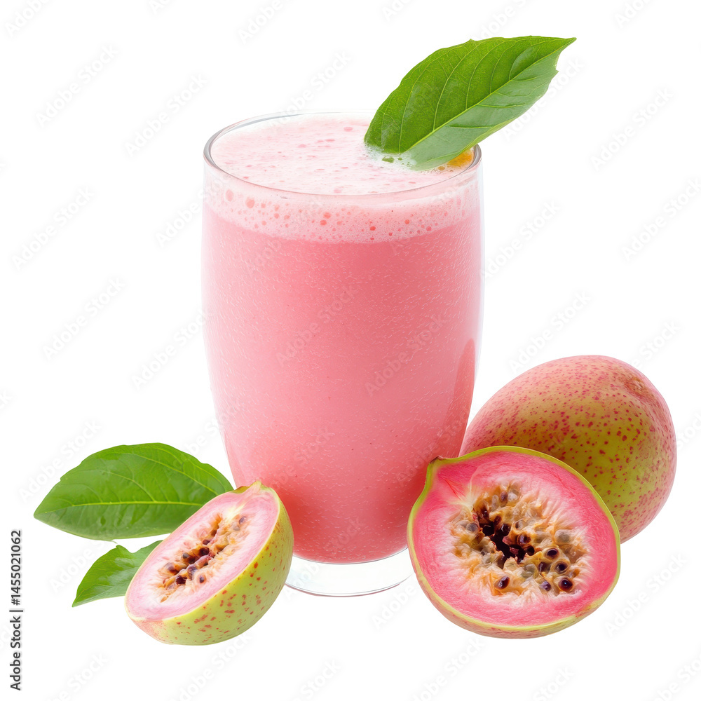 Poster guava glow shake isolated on transparent background