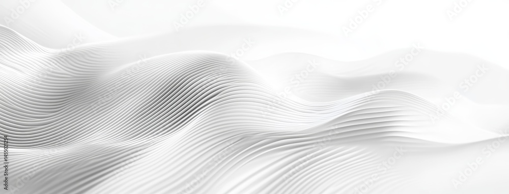 Poster white backdrop with wavy lines and blurred edges for elegant minimalist presentation