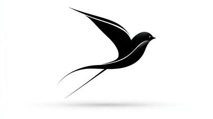 Obraz premium Elegant Black Bird in Flight Minimalist Design for Creativity and Artwork