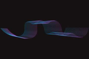 Abstract wavy dynamic blue green parple light lines