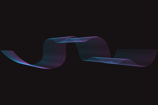 Abstract wavy dynamic blue green parple light lines