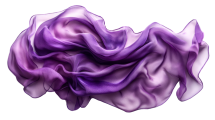 Waving violet fabric texture background, silk, airy, textile, cut out transparent