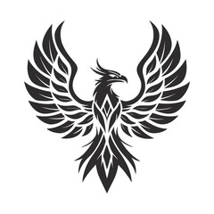 Stylized Tribal Phoenix Logo – Bold Black & White Vector Emblem