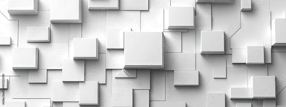 Poster abstract geometric pattern of interlocking white cubes