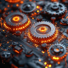 Glowing Gears and Circuit Board Interconnection Concept for Technology