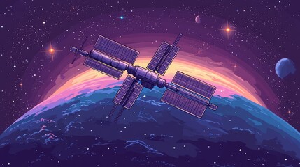 Obraz premium Space station orbiting Earth (1)