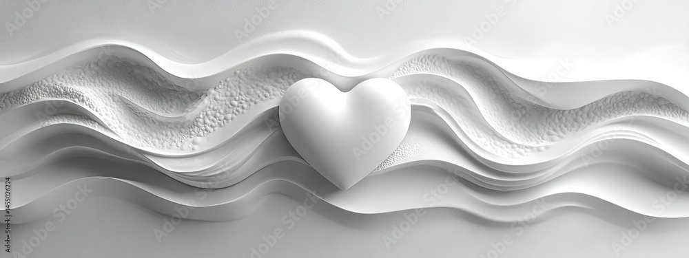Poster abstract design with a heart shape in a wavy background