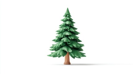 Fototapeta premium A vibrant green pine tree with detailed foliage perfect for nature design and environmental