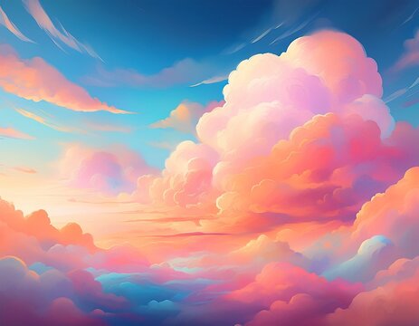 pastel cloud background soft pink blue and orange hues