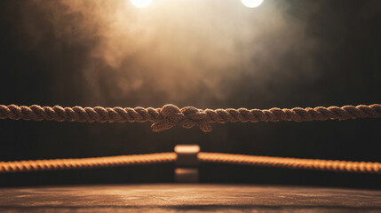 Boxing ring ropes closeup sport competition fight arena strength training gym match