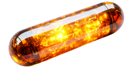 Futuristic capsule containing complex technology core, cut out transparent