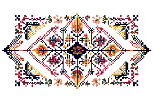 traditional ethnic geometric embroidery pattern isolated png transparent cutout