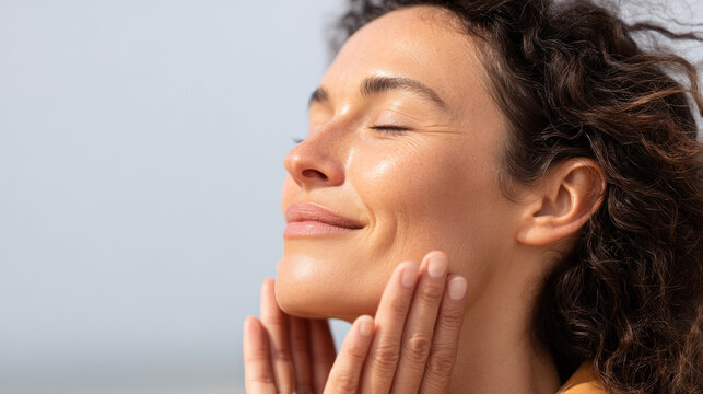 Radiant skin care routine with spf oil in natural sunlight