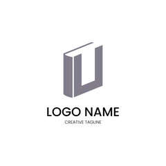 logo with a combination of books with the letter U