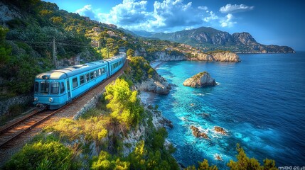 Scenic coastal train journey