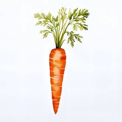 Watercolor painted carrot. Illustrated vegetable