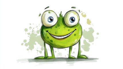 Fototapeta premium Happy green monster cartoon illustration
