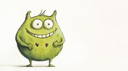 Fototapeta premium Happy monster illustration, white background, kids book