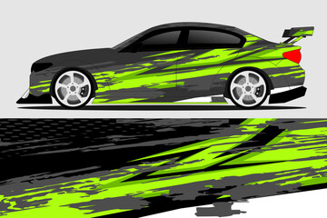 Stylish racing car design with dynamic green graphics